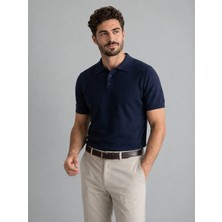 Karel Butik Erkek Slim Fit Dar Kesim Düğmeli Lacivert Polo Yaka Tişört