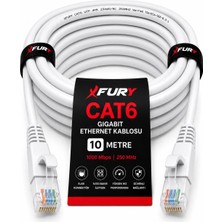 Fury Cat6 Ethernet Kablosu 10 Metre RJ45 Lan Internet Modem Router Bilgisayar Kablosu