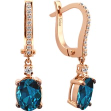 Sirius Pırlanta ve Oval London Blue Topaz Küpe 0417E0066