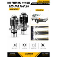 OtoÇizgi Ford Fiesta Mk4 1996-1999  H4 LED Far Ampulü Beyaz Işık Canbus Mini Lensli 2\'li Set