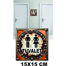 Metal Wc Uyarı Levhası  Retro Arkası Çift Taraflı Bantlı
