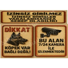 Metal Izinsiz Girilmez- Dikkat Köpek Var Kamera Uyarı Levhası 20X42 cm Büyükboy