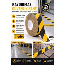 Artlantis Merdiven Kaydırmaz Bant Sarı Siyah 25MM 1 Adet Mas Güvenlik Uyarı Bandı 25 Metre 2.5 cm Yapışkanlı Basamak Mermer Beton
