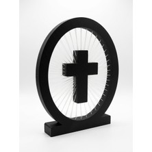Demirhan3D ✨aura Halo Modern Minimalist Haç Dekoratif Obje | 18,5 cm | 3D Baskı Pla Masaüstü Dekoru | Ev & Ofis Dekorasyonu