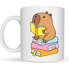 Kitap Okuyan Kapibara Tasarımlı Porselen Kupa Model 100 – Kahve & Çay Keyfi Için Sıcacık ve Sevimli Tasarım Capybara