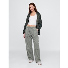 Gap Kadın Haki Mid Rise Easy Utility Barrel Pantolon