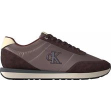 Calvin Klein Erkek Düz Rahat Taban Bağlamalı Ck Yazı Desenli Deri Bordo Sneaker YM0YM01361-0KX