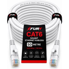 Fury Cat6 Ethernet Kablosu 50 Metre RJ45 Lan Internet Modem Router Bilgisayar Kablosu
