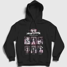 Presmono Unisex Siyah Class Yearbook K-Pop Ive Kapüşonlu Sweatshirt