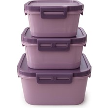 Belirtilmemiş 3'lü Kilitli Saklama Kabı Seti – Küçük Boy: 11 x 11 Cm, Orta Boy: 13 x 13 Cm, Büyük: 16 x 16 Sızdırmaz Gıda Saklama Kabı | Bpa Free | Buzdolabı, Derin Dondurucu ve Mikrodalga Uyumlu | Renk Seçenekli