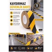 ArtMaster Merdiven Kaydırmaz Bant Sarı Siyah 50MM 1 Adet Mas Güvenlik Uyarı Bandı 15 Metre 5 cm Yapışkanlı Basamak Mermer Beton