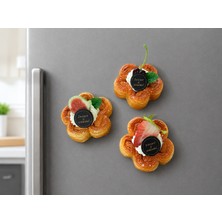 Haki Store Mini Tart Magnet Seti – Gerçek Görünümlü Yumuşak 3'lü Dekoratif Buzdolabı Magneti 7 x 7 cm