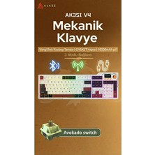 Ajazz AK35IV4 Tam Boy Mekanik Oyuncu Klavyesi-Tft EKRAN-10.000 Mah Batarya-Özel Temalı Tasarım