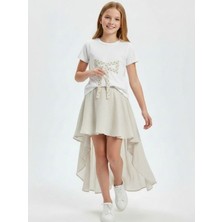 Zekids Kız Çocuk Fiyonk Işlemeli Taşlı T-Shirt