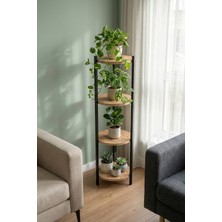 RetoDesign 4 Raflı Çam Yuvarlak Çiçelik Raf, Çok Amaçlı Raf 2400