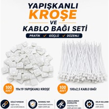 Atx Yapışkanlı Kroşe Kablo Bağı Seti Kablo Klipsi Seti 200 Parça Set