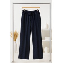 El Moda Kadın Marine Çizgili Komford Pantolon
