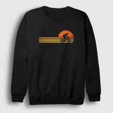 Presmono Unisex Siyah Sunset Biker Hediye Bisiklet Sweatshirt