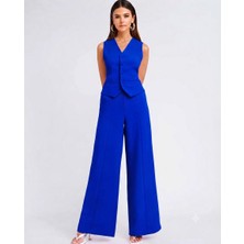 Nake Butik Kruvaze Yelek ve Palazzo Pantolon Ikili Takım