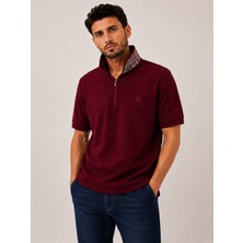 Uomo Park Uomopark Vertex Erkek Fermuarlı Polo Yaka Desenli Yaka Pike Tişört