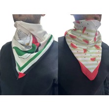 ALDAIYR 2 Adet Filistin Temalı Fular 50X50 Unisex Günlük Kullanıma Uygun Puşi Şal Kefiye Filistin Bayrak