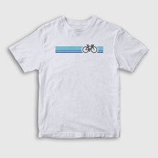 Presmono Unisex Çocuk Beyaz Stripes Bike Hediye Bisiklet T-Shirt