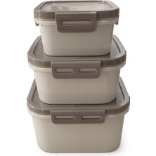 Belirtilmemiş 3'lü Kilitli Saklama Kabı Seti – Küçük Boy: 11 x 11 Cm, Orta Boy: 13 x 13 Cm, Büyük: 16 x 16 Sızdırmaz Gıda Saklama Kabı | Bpa Free | Buzdolabı, Derin Dondurucu ve Mikrodalga Uyumlu | Renk Seçenekli
