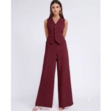 Nake Butik Kruvaze Yelek ve Palazzo Pantolon Ikili Takım