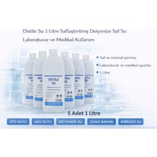 Distile Su 1 Litre Saflaştırılmış Deiyonize Saf Su 5 Adet