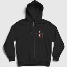Presmono Unisex Siyah Yuimetal Metal Babymetal Fermuarlı Kapüşonlu Sweatshirt