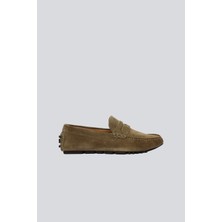 Emporio Armani Erkek Süet Deri Bağcıksız Günlük Kullanım Haki Sneaker EM003731 AF19687-U7012