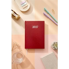 Lizy 2027 Günlük Planlayıcı Ajanda  14X20 cm  Ciltbezi Sert Kapak Bordo