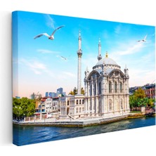 Kanvas Tablo Ortaköy Camii Iskele Meydanı Şehir Mimari Tablo Ev Ofis Duvar Dekoru 35 x 50 Kanvas Tablo 1