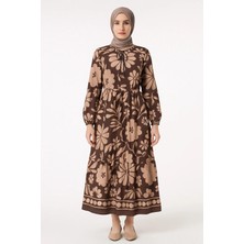 Asalya Kadın Desenli Oversize Tesettür Elbise