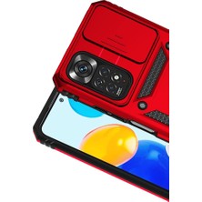 Redmi Note 11 Pro Kılıf Pars Lens Yüzüklü Silikon - Kırmızı