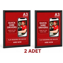 OfisDS 2 Adet - Alüminyum Açılır Kapanır Çerçeve Gönye Köşe - A3 - 30X42 cm - Siyah - 25MM