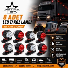 Astra Led Mini Takoz Köşe Aydınlatma LED Lamba Küçük 12 V-24 V 8 Adet Kırmızı - Beyaz