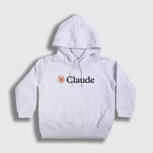 Presmono Unisex Çocuk Beyaz Logo Star Claude Kapüşonlu Sweatshirt