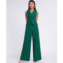 Nake Butik Kruvaze Yelek ve Palazzo Pantolon Ikili Takım