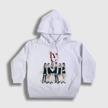 Presmono Unisex Çocuk Beyaz Poster K-Pop Ive Kapüşonlu Sweatshirt