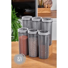 Stile Cucina 6'lı Linea Yuvarlak Saklama Kabı 1,70 Litre Gri
