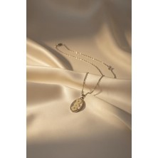 Morbella Minimal Çiçek Detaylı Cam Kolye – Gold & Silver Paslanmaz Çelik Kolye
