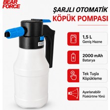 Robeve Bear Force Şarjlı Otomatik Köpük Pompası 1.5 Litre 2000 Mah Şarjlı Köpük Püskürtücü – Basınçlı Araç Yıkama Köpükleme Spreyi – Şarjlı Köpük Makinesi Oto Yıkama Pompası