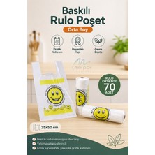 Merpak Ambalaj Rulo Poşet Baskılı Gülenyüz Hışır Poşet Orta Boy 25x50 cm