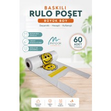 Merpak Ambalaj Baskılı Gülenyüz Hışır Poşet Büyük Boy Plastik Rulo 27x55 cm Desenli