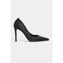 Nişantaşı Shoes Lunara Siyah Saten Sivri Burun Kadın Stiletto