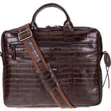 BloominBag Mocha Croco Hakiki Deri 15-16 Inç Macbook/laptop Çantası
