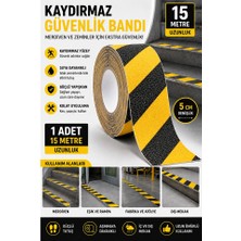 Artlantis Merdiven Kaydırmaz Bant Sarı Siyah 50MM 1 Adet Mas Güvenlik Uyarı Bandı 15 Metre 5 cm Yapışkanlı Basamak Mermer Beton