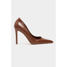 Nişantaşı Shoes Lunara Taba Rustik Desenli Sivri Burun Kadın Stiletto