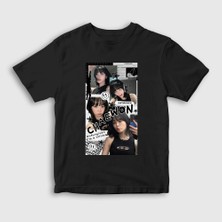 Presmono Unisex Çocuk Siyah Kim Chaewon Unforgiven K-Pop Le Sserafim T-Shirt